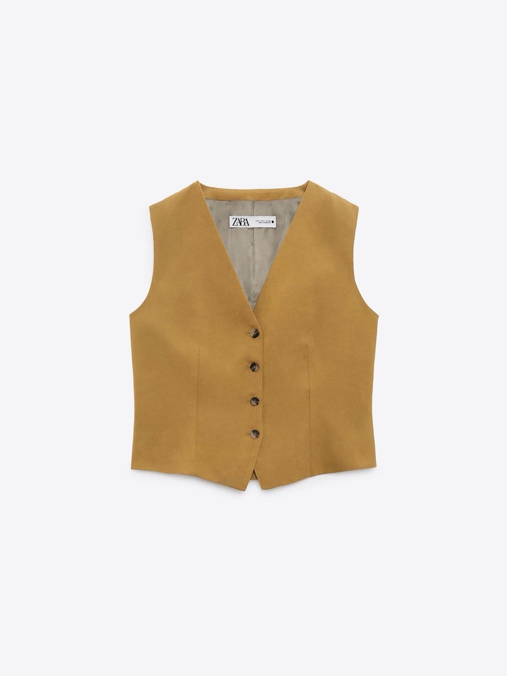 Zara Ochre Buttoned Sleeveless Vest